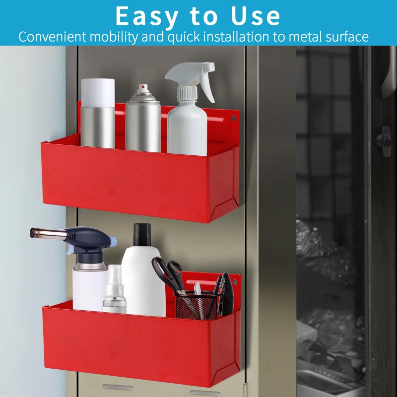 Rechabite Magnetic Aerosol Spray Can Holder  Magnet Toolbox Bottle Holder  Tool Box Storage Rack for Garage and Home  Craft Workspace  Mechanic Paint Bottle Can Organizer  Red  3""x8.3"" - Image 4